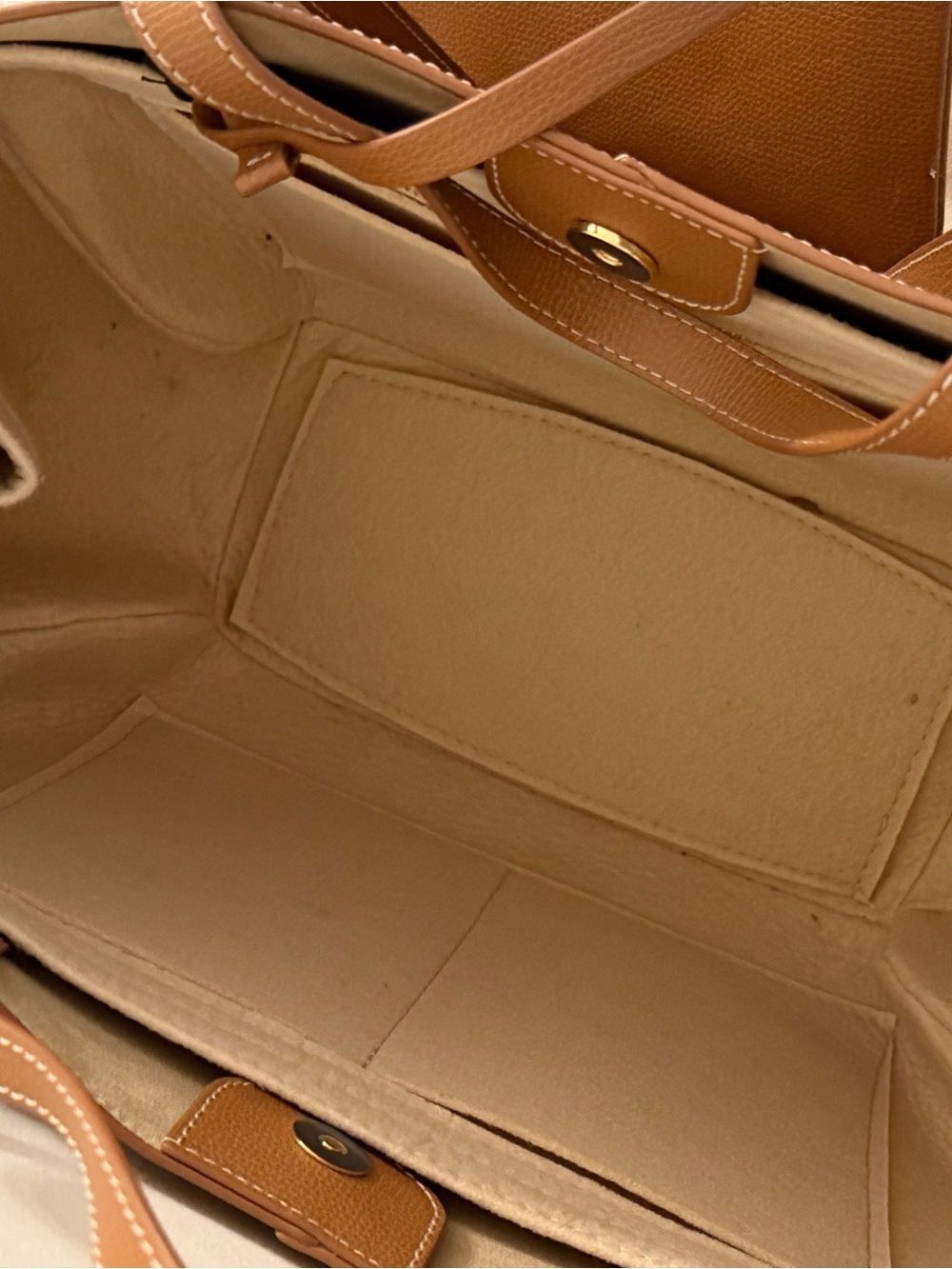 Polène Camel Brown Leather Tote with Pouch - Picture 2 of 7